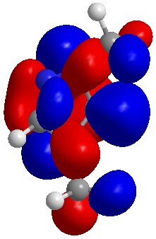 Coloured representation of an N-heterocyclic carbene from which a chemist can perceive composition, shape, and chemical reactivity.