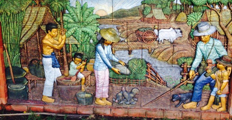 A sculpture of food production in Thailand