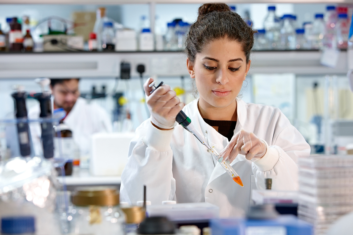 Swansea University Medical School. Biochemistry student stock photo. City deal