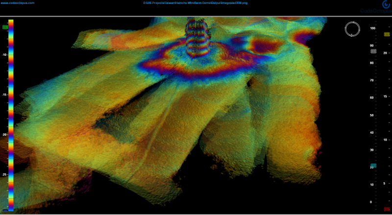 Turbine Foundation and Electric Cable location in the 3D_Echoscope image