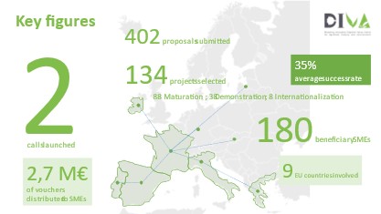 Figure 2: DIVA key figures of the 2 open calls