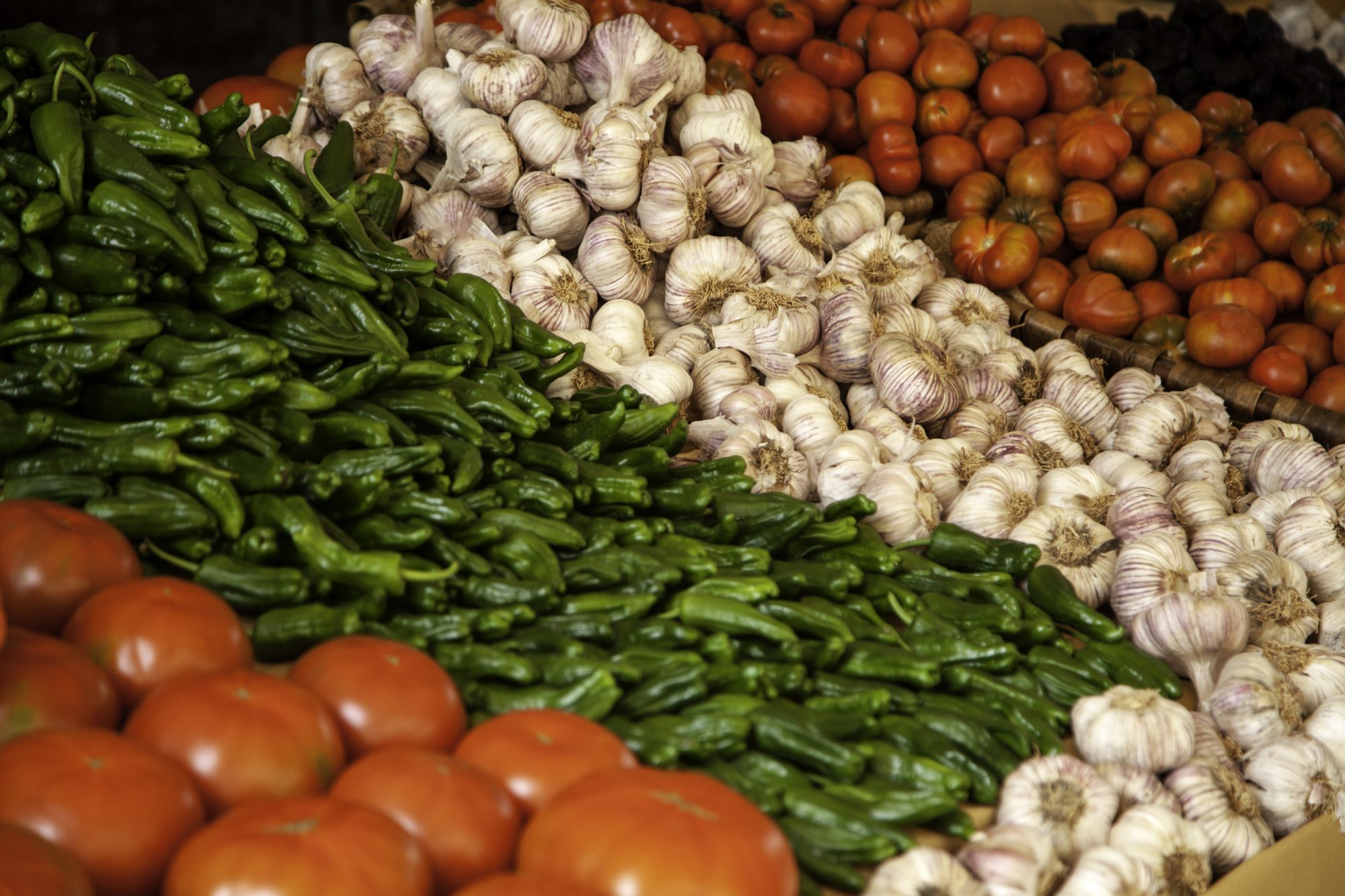 groceries and crops in an organic vegetable market