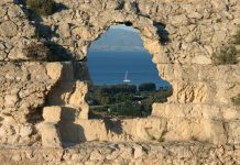 Cagliari bay, Italian city view of the ocean