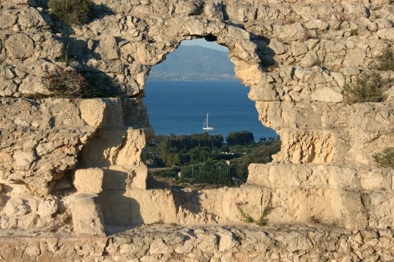Cagliari bay, Italian city view of the ocean
