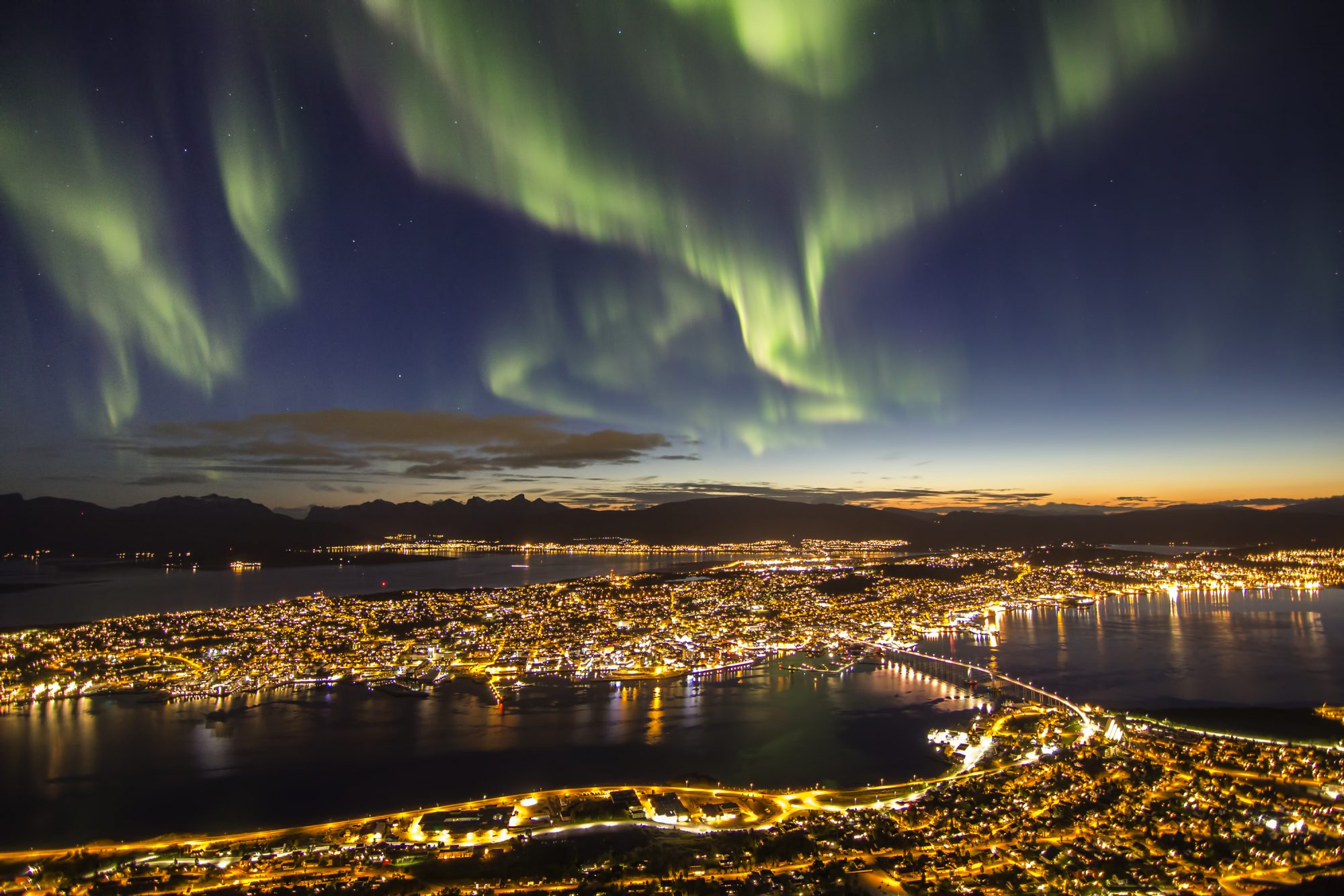 Norway electricity lights and view of northern lights