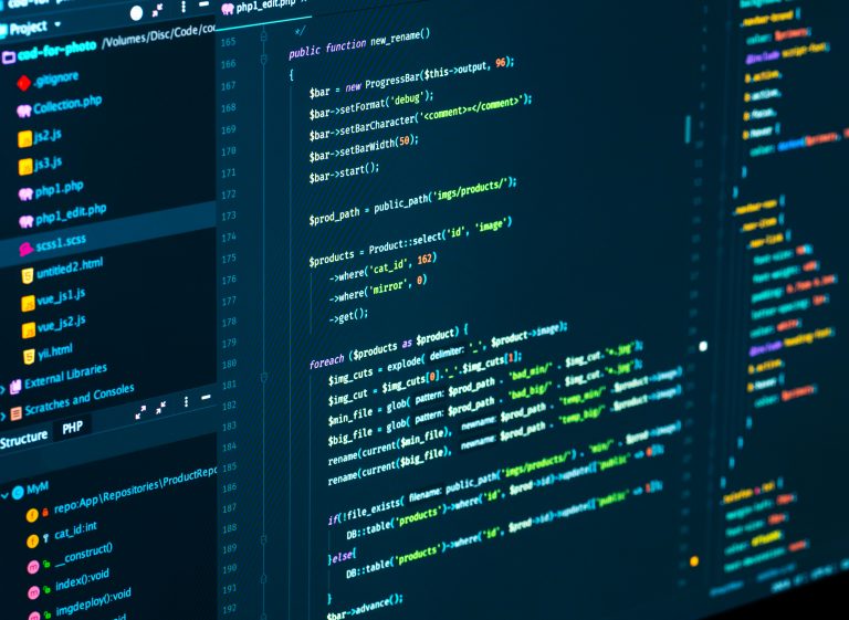 software coding on a computer screen, open-source software