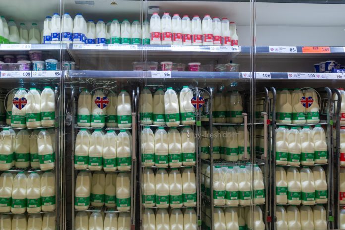 Milk for sale in supermarket