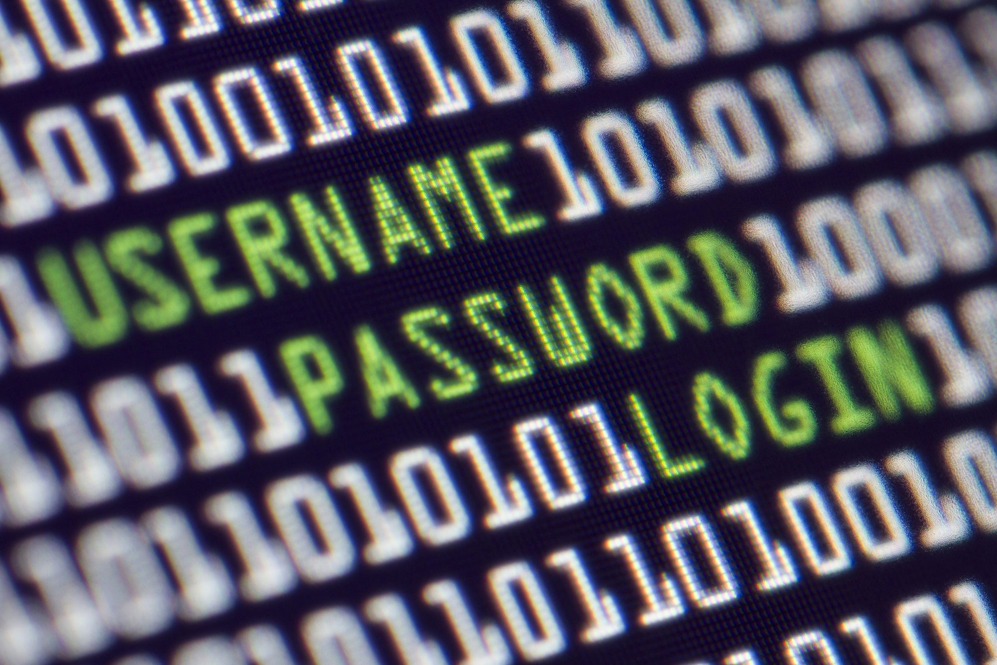 Code spelling out 'USERNAME', 'PASSWORD' and 'LOGIN'