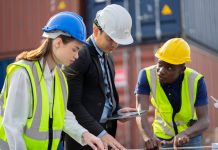 engineering STEM students at a job learning net zero skills