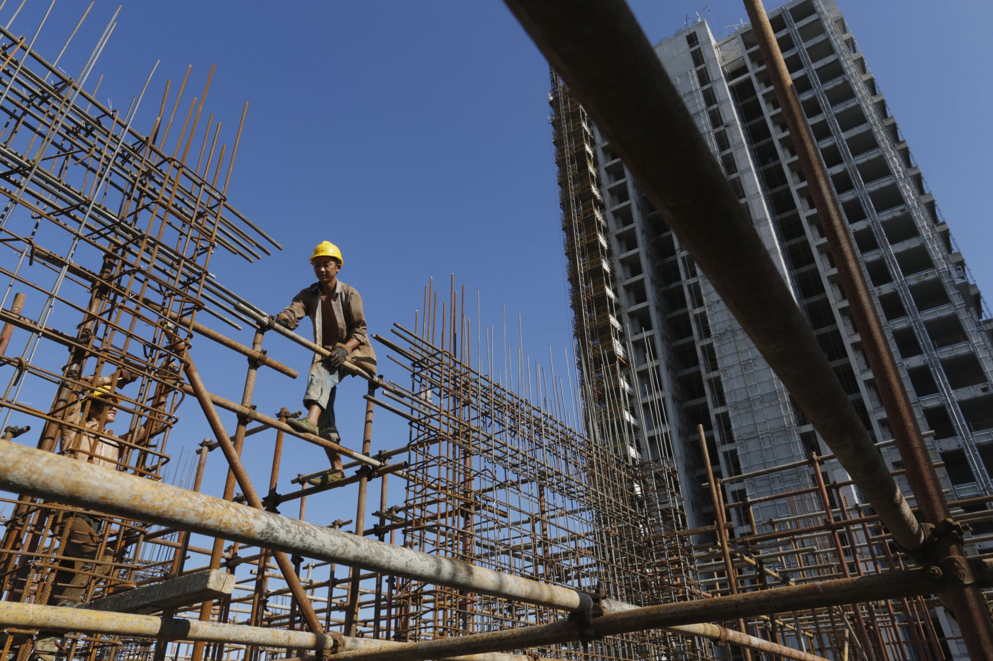 construction worker on an unfinished building