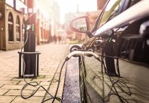 Electric Vehicle charging on street for carbon net-zero emissions, in UK