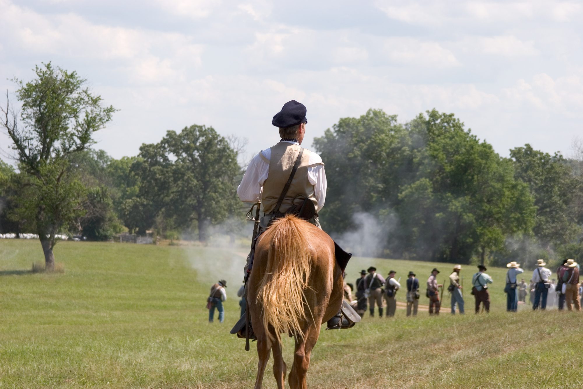 A horse soldier in a civil war reenactment
