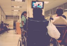 Patient waiting for a doctor in a NHS hospital