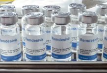 Bottles of Remdesivir, an antiviral drug that is used for the treatment of COVID-19