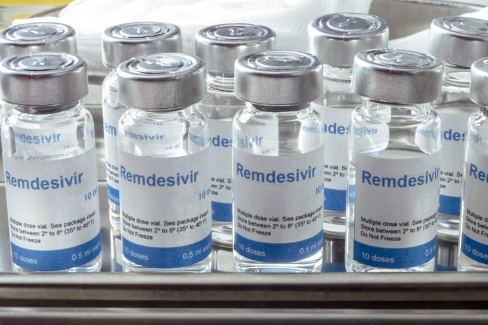 Bottles of Remdesivir, an antiviral drug that is used for the treatment of COVID-19