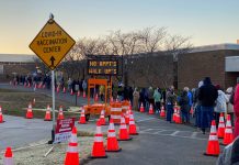 People queueing up for COVID vaccine in U.S.