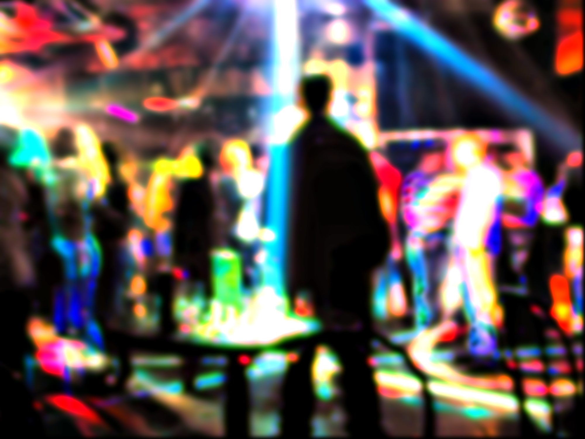 Blurred shot of club demonstrating how a person on a hallucinogenic might see 