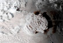 The Hunga Tonga-Hunga Ha'apai eruption as seen from orbit.