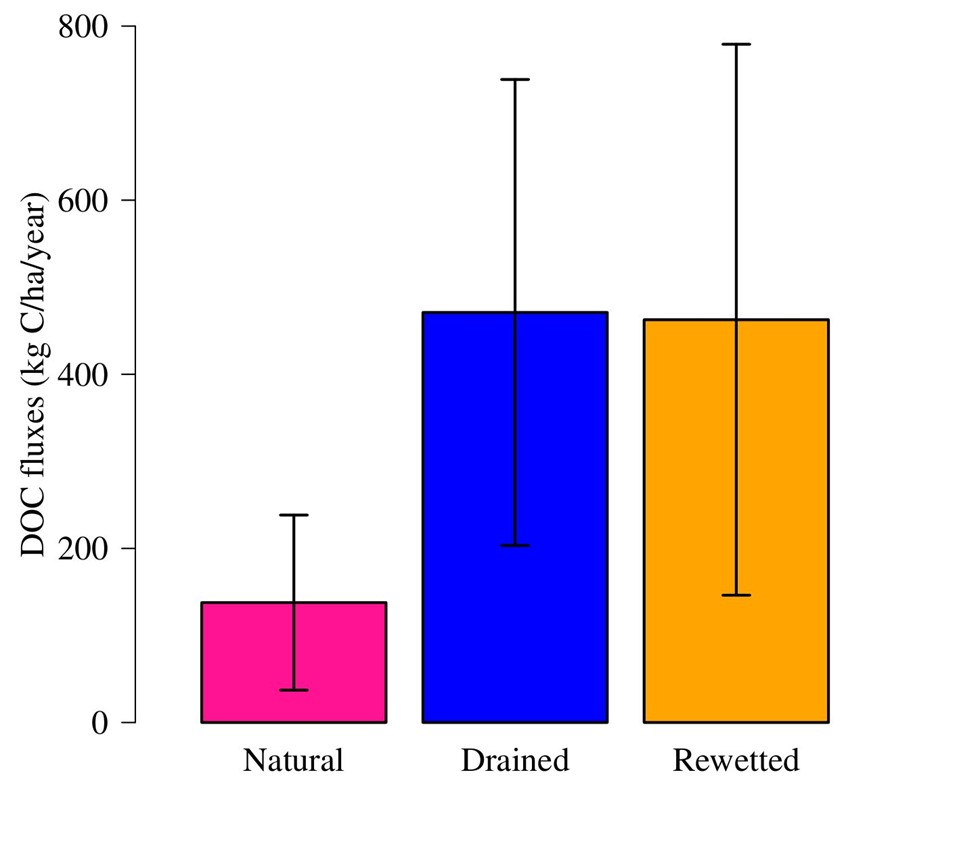 Figure 5. DOC fluxes from differently managed peat soils (Figure taken from Liu et al., 2019). 