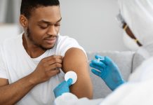 Man having a vaccine for covid-19