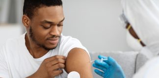 Man having a vaccine for covid-19