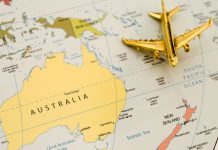 Plane Traveling Over Australia and New Zealand