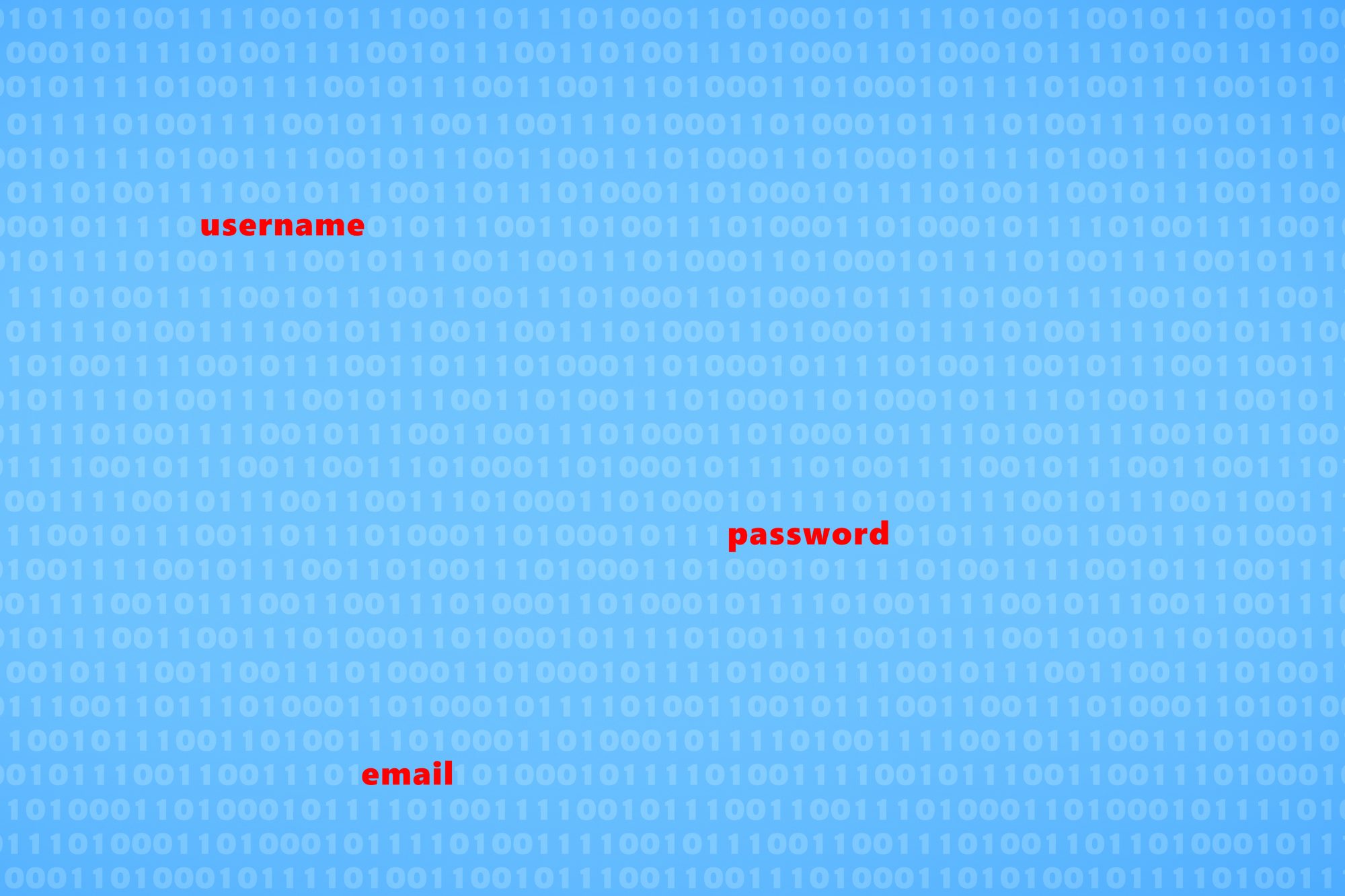 Hacked username password and email data security breach - cybercrime concept