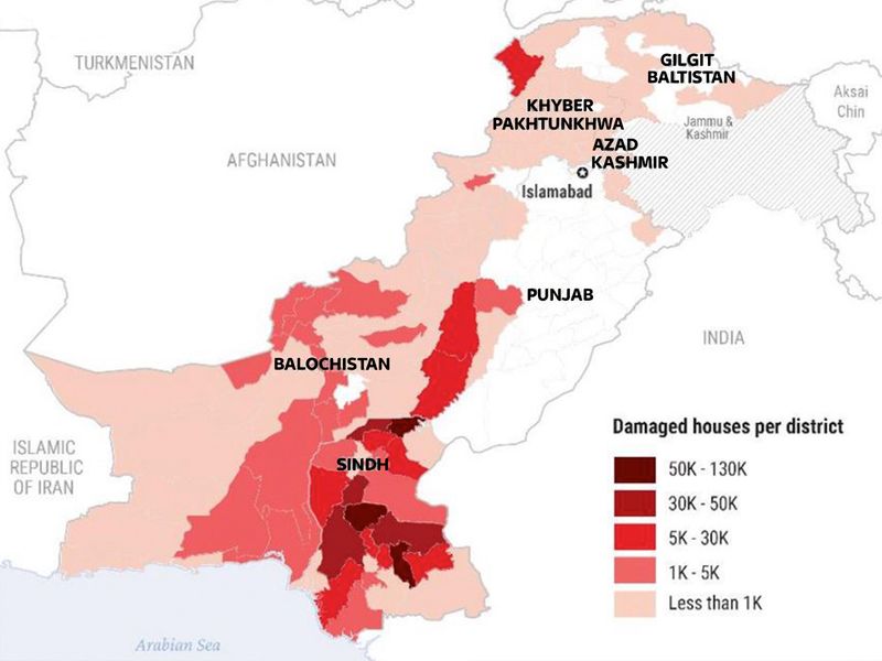 map of Pakistan floods