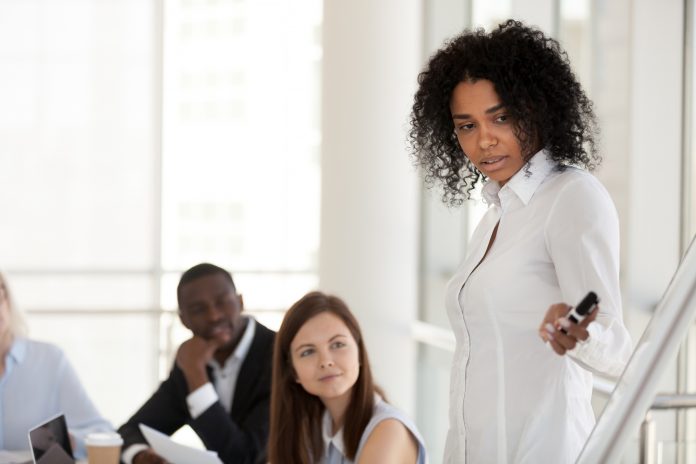 mentor lecturing her students