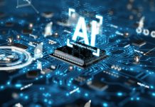 3D render AI artificial intelligence technology CPU central processor unit chipset on the printed circuit board for electronic and technology concept select focus shallow depth of field