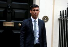 Chancellor of the Exchequer, Rishi Sunak leaves Downing Street in central London after attending the weekly Cabinet meeting in London, England
