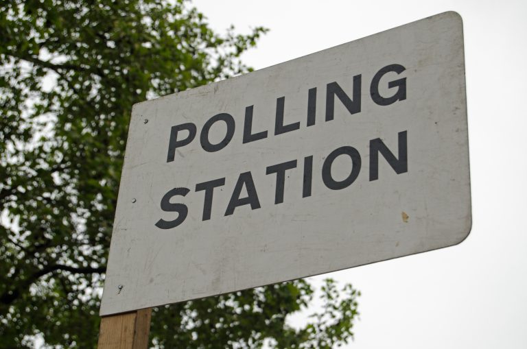 Polling station sign