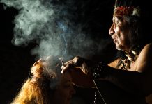 Shaman In Ecuadorian Amazonia During A Real Ayahuasca Ceremony Model Released Image As Seen In April 2015