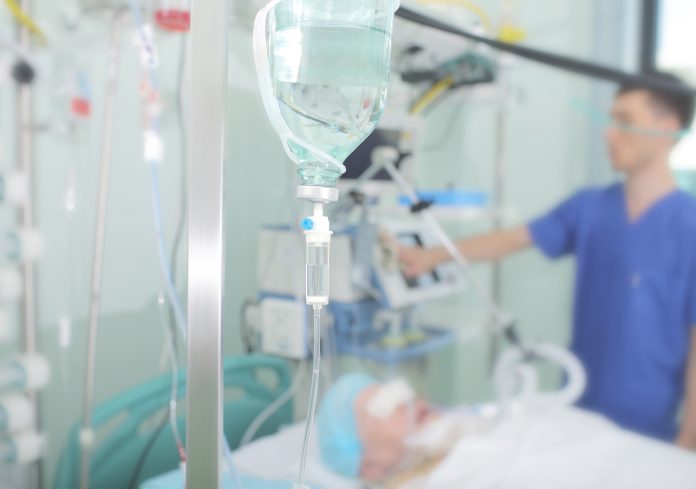 Medicine on the background of patient in intensive care