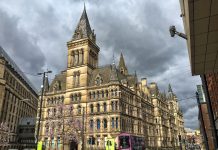 Manchester City Council - Town Hall on Cloudy Rainy day