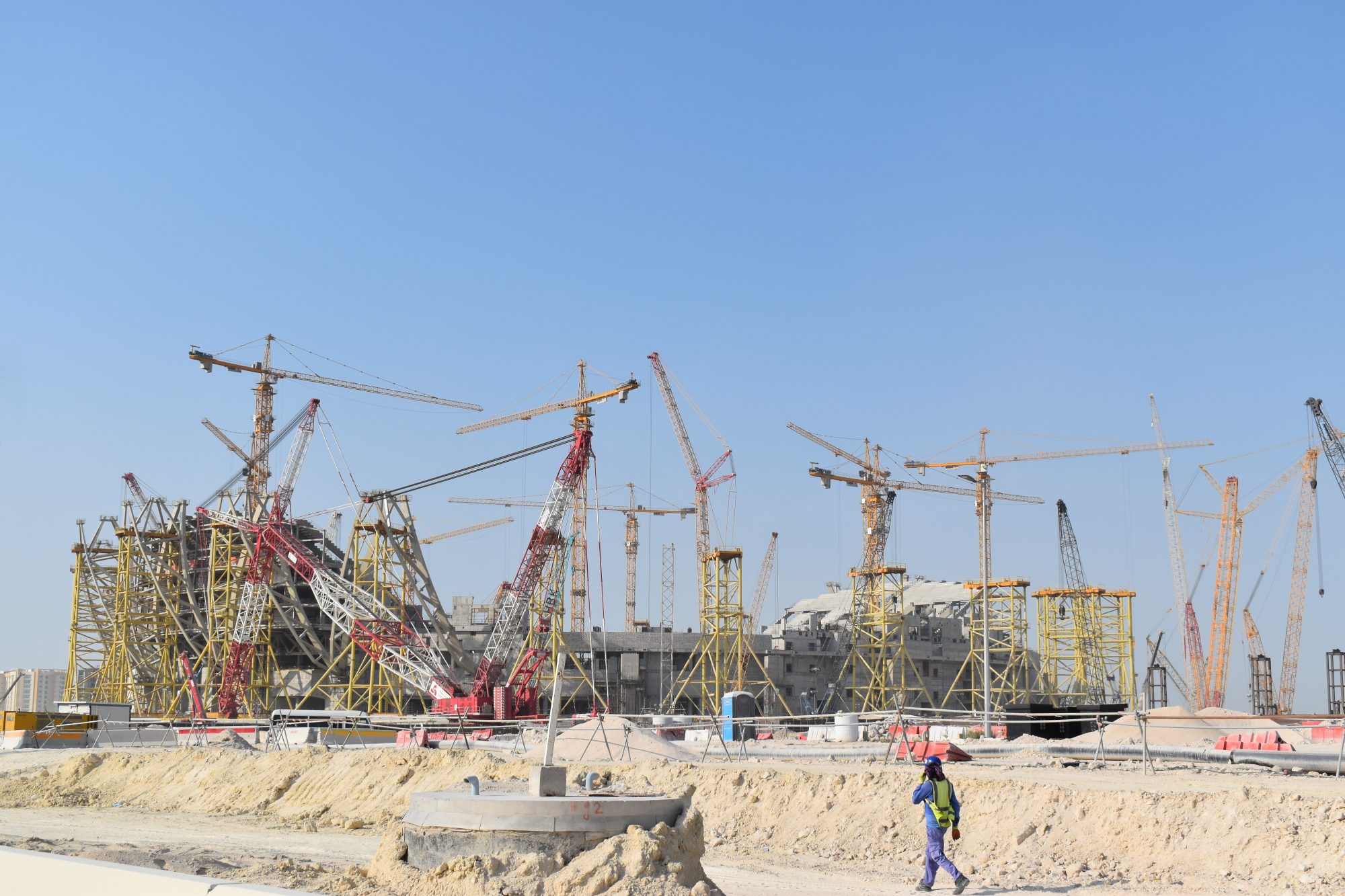 Future stadium at Doha, Qatar under construction for Qatar 2022 Football World Cup
