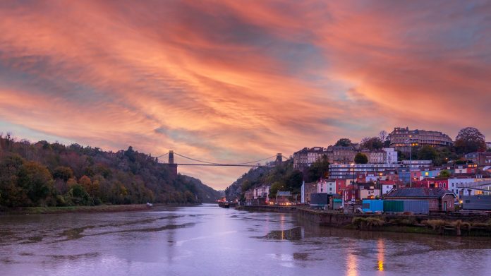 sunset over bristol