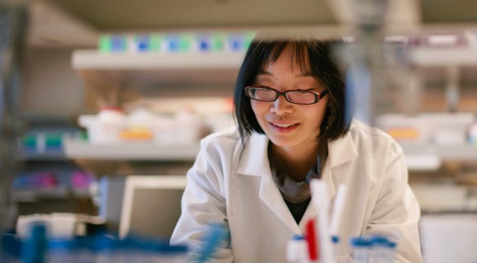 Female Scientist at a engineering lab