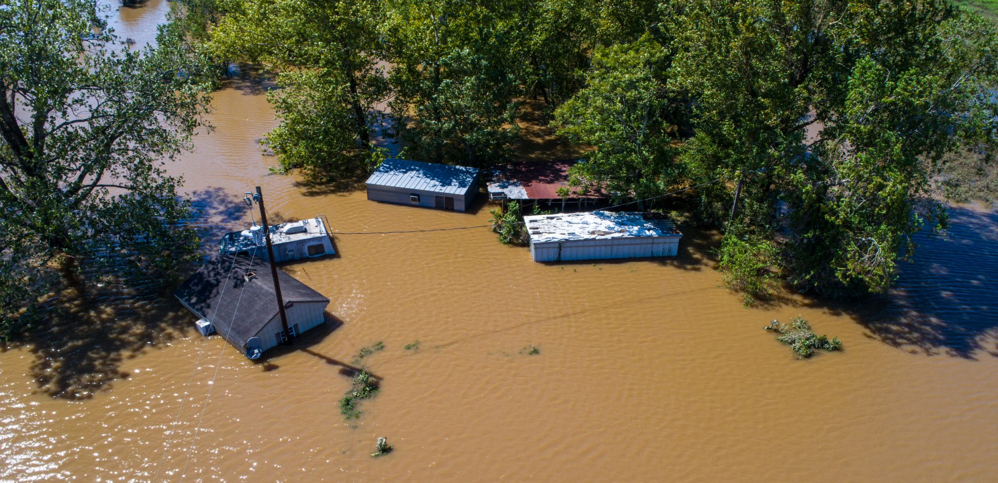 Climate Change. Flooded homes during storm surge of Hurricane Harvey