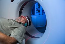 patient undergoing a MRI examination in hospital