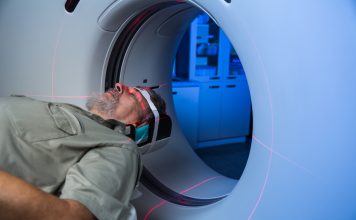 patient undergoing a MRI examination in hospital