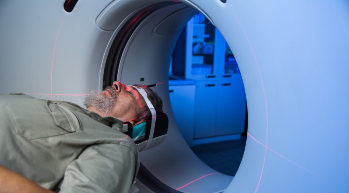 patient undergoing a MRI examination in hospital