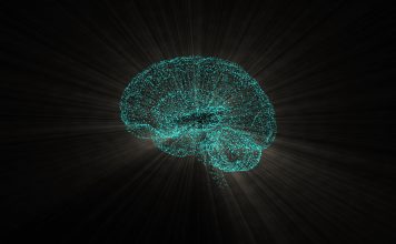Parkinson’s Disease, glowing green brain image