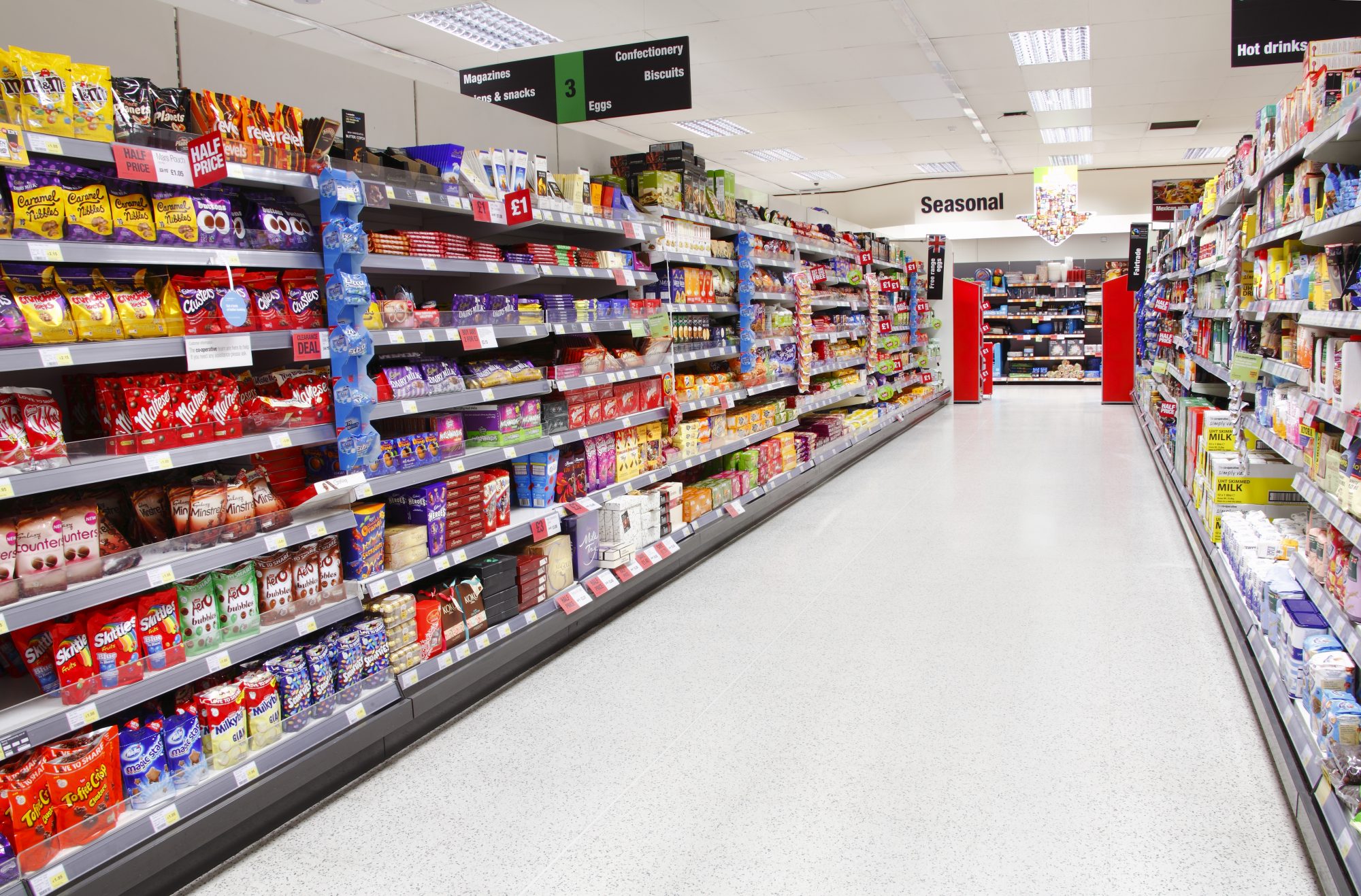 Empty supermarket aisle 