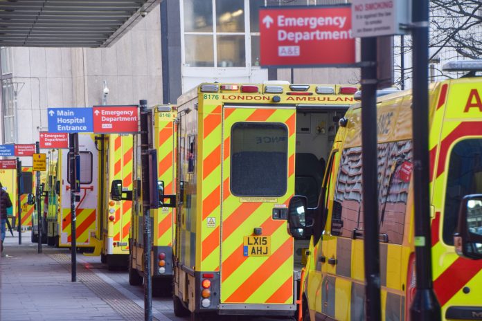 transport for the nhs - ambulances lined up outside hospital