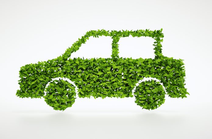Car made of green leaves