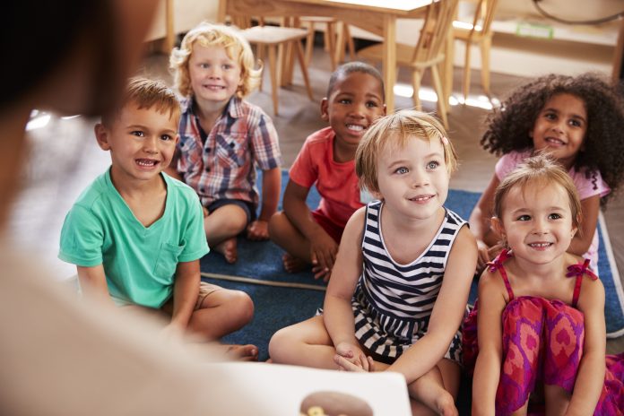 children learning in a classroom