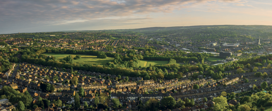 uk town from an arial view