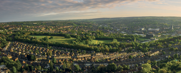 uk town from an arial view