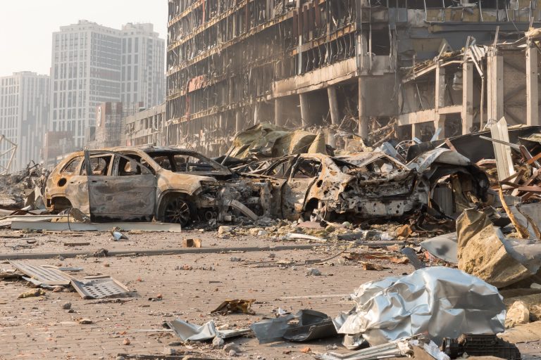 Ukraine war casualties and buildings torn